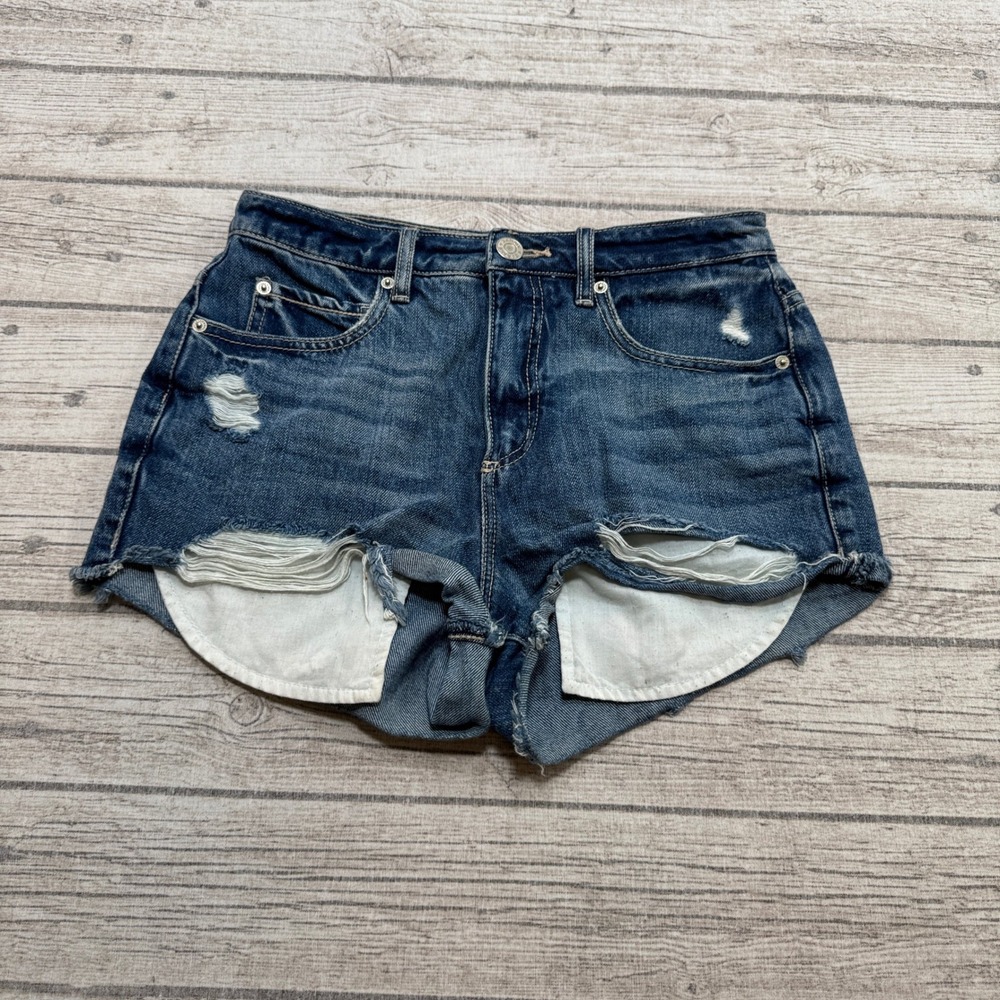 Garage Shorts Women's 3 Blue Denim Distressed High Rise Cut Off Cotton Summer